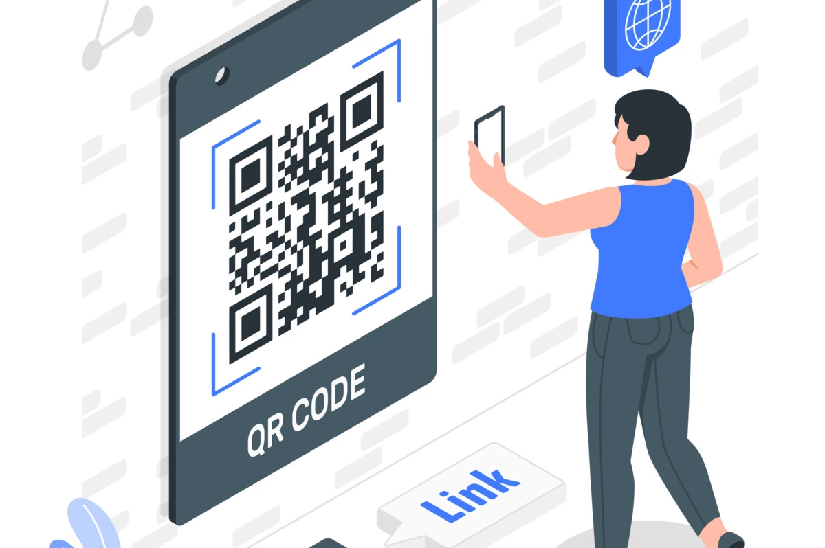 scanning QR code amico from story set animation