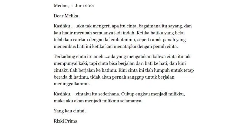 contoh surat untuk pasangan