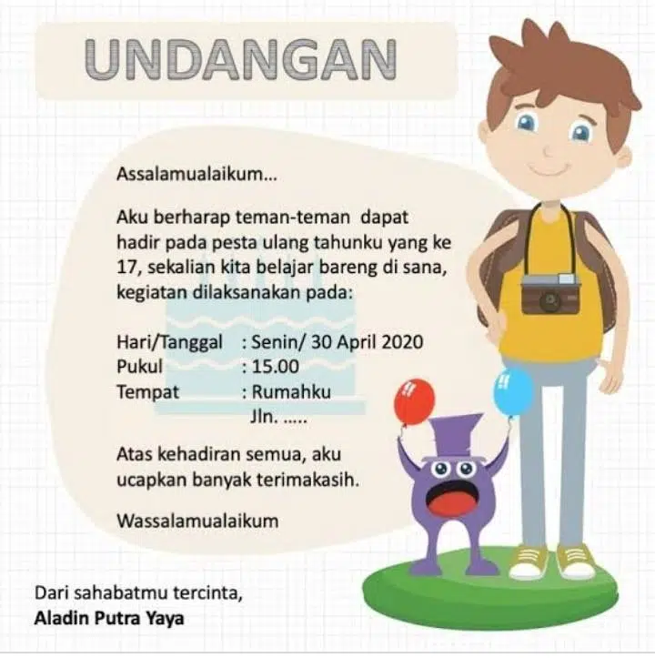 Contoh surat undangan ulang tahun